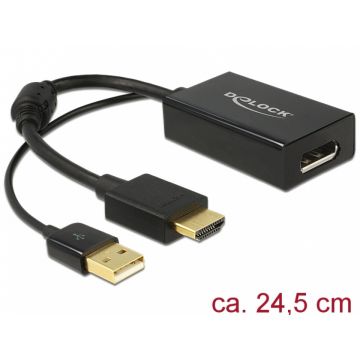 Adaptor HDMI la Displayport 1.2 4K Negru T-M, Delock 62667
