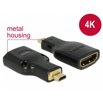 Adaptor HDMI la micro-D HDMI M-T metalic 4K, Delock 65664