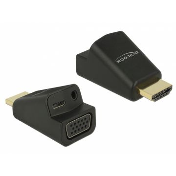 Adaptor HDMI la VGA cu audio si alimentare micro USB, Delock 65895
