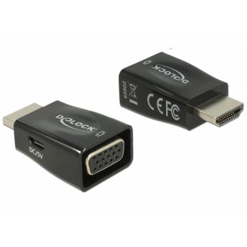 Adaptor HDMI la VGA T-M cu alimentare, Delock 65902