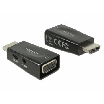 Adaptor HDMI la VGA T-M cu alimentare si audio, Delock 65901