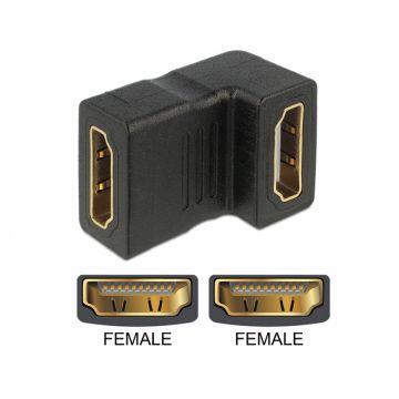 Adaptor HDMI M-M unghi 90 grade jos, Delock 65075