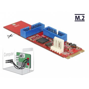 Adaptor M.2 Key B+M la 2 x USB 3.0 Pin Header, Delock 62843
