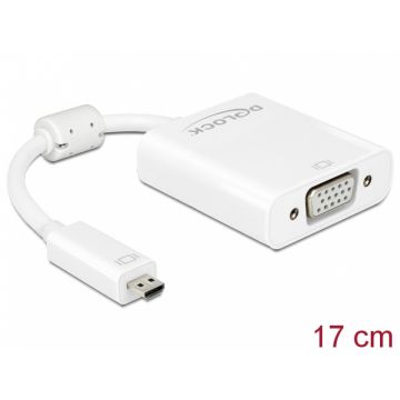 Adaptor micro-D HDMI la VGA cu Audio Alb T-M, Delock 65557