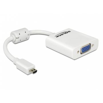 Adaptor micro HDMI D la VGA Alb T-M, Delock 65347