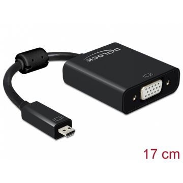 Adaptor micro HDMI-D la VGA cu Audio T-M, Delock 65558