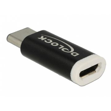 Adaptor micro USB la USB tip C 2.0 M-T negru, Delock 65678