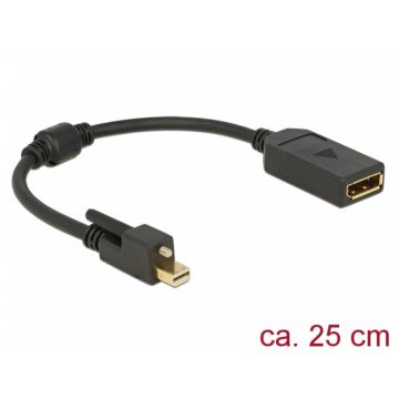 Adaptor mini Displayport 1.2 la Displayport cu surub T-M 4K, Delock 62638
