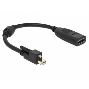 Adaptor mini Displayport 1.2 la HDMI prindere cu surub T-M 4K Activ, Delock 62640