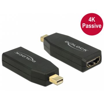 Adaptor mini Displayport 1.2 la HDMI T-M 4K pasiv negru, Delock 65583