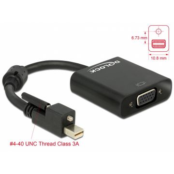 Adaptor mini Displayport 1.2 la VGA prindere cu surub T-M, Delock 62641