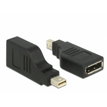 Adaptor mini Displayport la Displayport T-M Negru 4K 60 Hz unghi 90°, Delock 65626