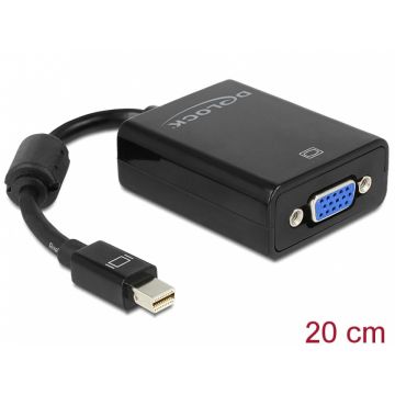 Adaptor mini Displayport la VGA 15 pini T-M negru, Delock 65256