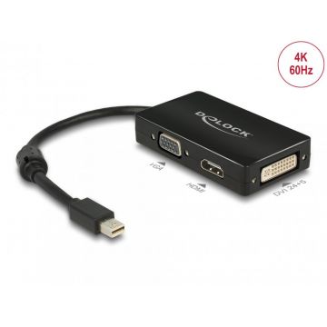 Adaptor mini Displayport la VGA / HDMI / DVI pasiv T-M Negru, Delock 62631