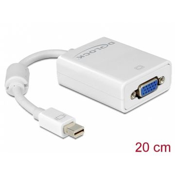 Adaptor mini Displayport la VGA pasiv Alb T-M, Delock 65130