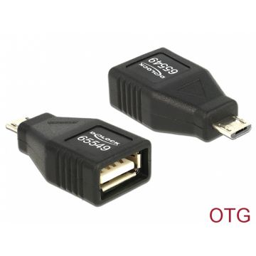 Adaptor OTG USB 2.0 A la micro USB B M-T, Delock 65549