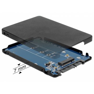 Adaptor SATA 22 pini la M.2 NGFF + rack extern 2.5