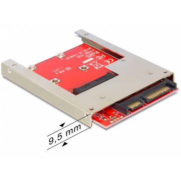 Adaptor SATA 22 pini la mSATA 9.5mm full size, Delock 61892
