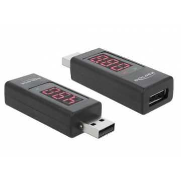 Adaptor USB 2.0 T-M cu indicator LED pentru voltaj/amperaj, Delock 65569