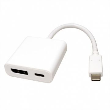 Adaptor USB-C la Displayport v1.2 + 1 x USB-C PD (Power Delivery) T-M, Roline 12.03.3221