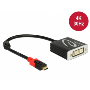 Adaptor USB-C la DVI (DP Alt Mode) 4K 30 Hz T-M, Delock 61213