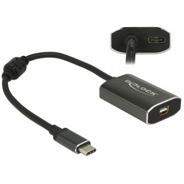 Adaptor USB-C la mini Displayport (DP Alt Mode) 4K 60 Hz T-M cu PD (Power delivery), Delock 62990