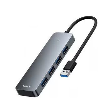 BASEUS HUB USB Baseus UltraJoy 4 in 1, input USB 3.0, output 4 x USB 3.0, lungime cablu 150 cm, Gri