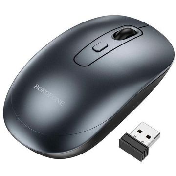 Borofone Mouse wireless Borofone BG13, PC sau Notebook,  2.4GHz, 1600 CPI, butoane-scroll 4-1, Gri,6941991109997