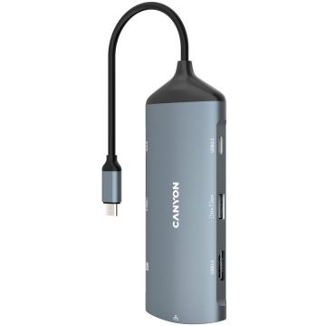 Canyon Hub USB Canyon DS-15 8in1, 4k, USB-C, Dark Grey