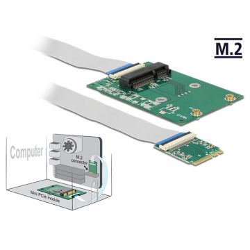Convertor M.2 Key A+E la 1 x Mini PCIe Slot half size/ full size + cablu flexibil, Delock 62848