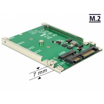 Convertor SATA 22 Pini la M.2 NGFF pana la 7mm, Delock 62544