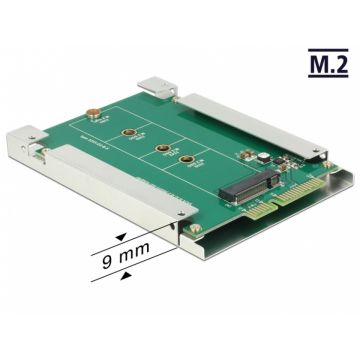 Convertor SATA 22 Pini la M.2 NGFF pana la 9mm, Delock 62552