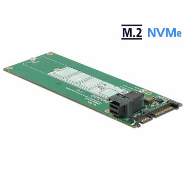 Convertor SATA 22 pini / SFF-8643 NVMe la 1 x M.2 NGFF Key M, Delock 62703