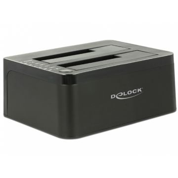 Dual Docking Station SATA HDD/SSD la USB 3.0, Functie de Clona, Delock 62661