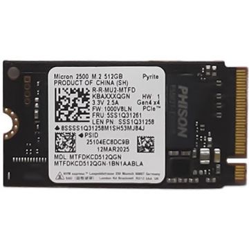 MICRON SSD Micron 2500, M.2 2242, 512 GB PCIe, Gen4x4 NVMe, Pyrite, 6500 /3600 MB/s