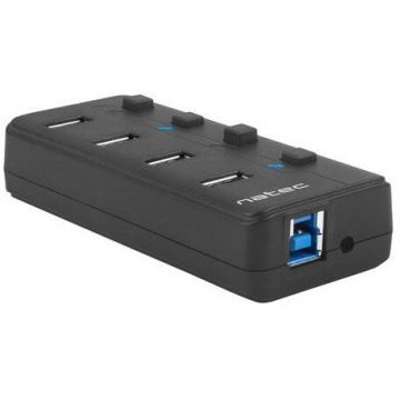 natec Hub USB 4 porturi, Natec, 100x45x22mm, Negru