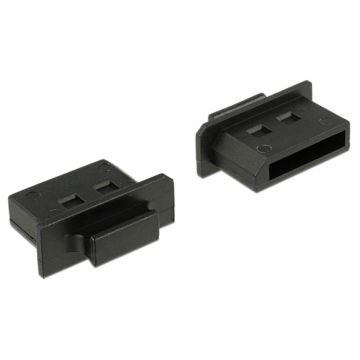 Protectie impotriva prafului pentru conector Displayport mama cu prindere Negru set 10 buc, Delock 64025