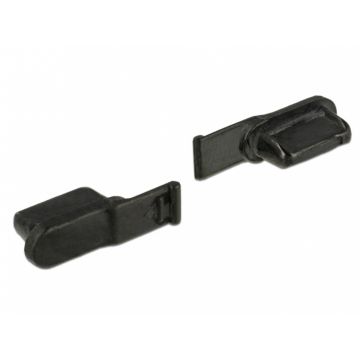 Protectie impotriva prafului pentru conector Lightning mama set 10 bucati negre, Delock 64033
