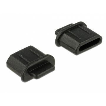 Protectie impotriva prafului pentru conector micro HDMI-D mama Negru set 10 buc, Delock 64031
