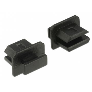 Protectie impotriva prafului pentru conector mini Displayport mama cu prindere Negru set 10 buc, Delock 64026