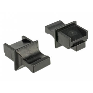Protectie impotriva prafului pentru conector RJ45 cu prindere Negru set 10 buc, Delock 64020