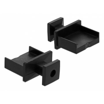 Protectie impotriva prafului pentru conector USB-A mama cu prindere Negru set 10 buc, Delock 64009