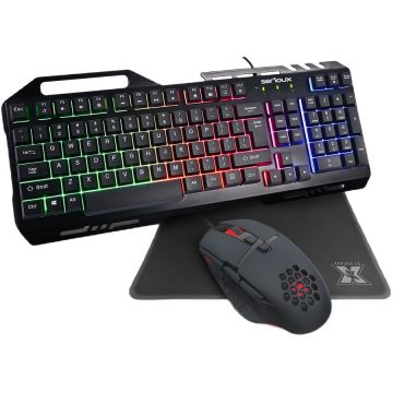 Serioux Kit Gaming Serioux Tobis 3 in 1, Tastatura, Mouse, Mousepad