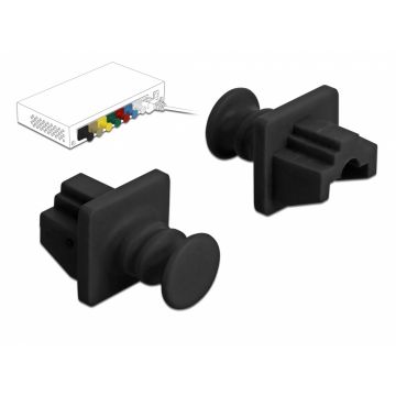 Set 10 buc protectie impotriva prafului pentru RJ45 Negru, Delock 86176