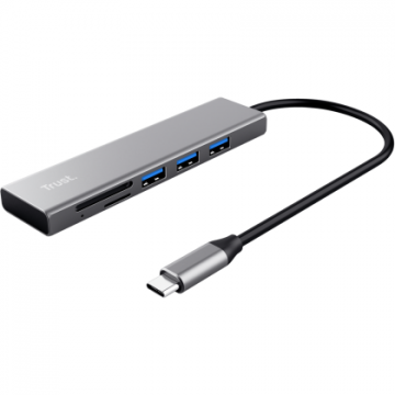 Trust Hub USB Trust Halyx Fast USB-C & Card Reader, 3-port Hub
