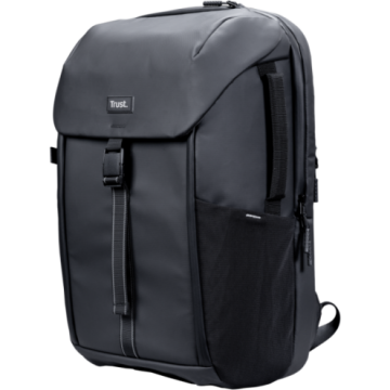 Trust Rucsac laptop Trust Travel, dimensiune maxima laptop 17, 15 compartimente, material RPET, volum 25 L, Negru
