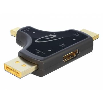 Adaptor 3 in 1 HDMI / DisplayPort / mini DisplayPort la HDMI 4K 60Hz T-M Negru, Delock 64059