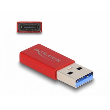 Adaptor activ USB 3.2 Gen2-A la USB type C T-M Rosu, Delock 60044