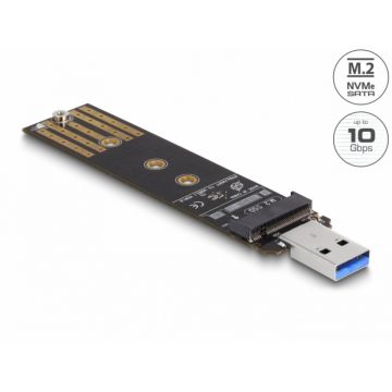 Adaptor Combo USB 3.2 Gen2-A la SSD M.2 NVMe PCIe/SATA, Delock 64197