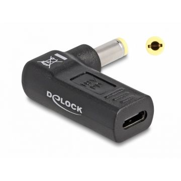 Adaptor de alimentare laptop USB type C la DC 5.5 x 2.5 mm M-T 19V/3A, Delock 60011